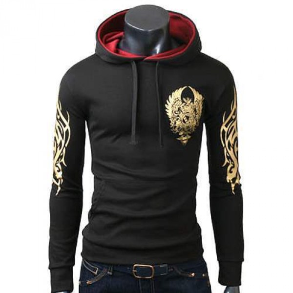 Sweat capuche Hoodie sweater Men fashion manches longues printed sweater Noir
